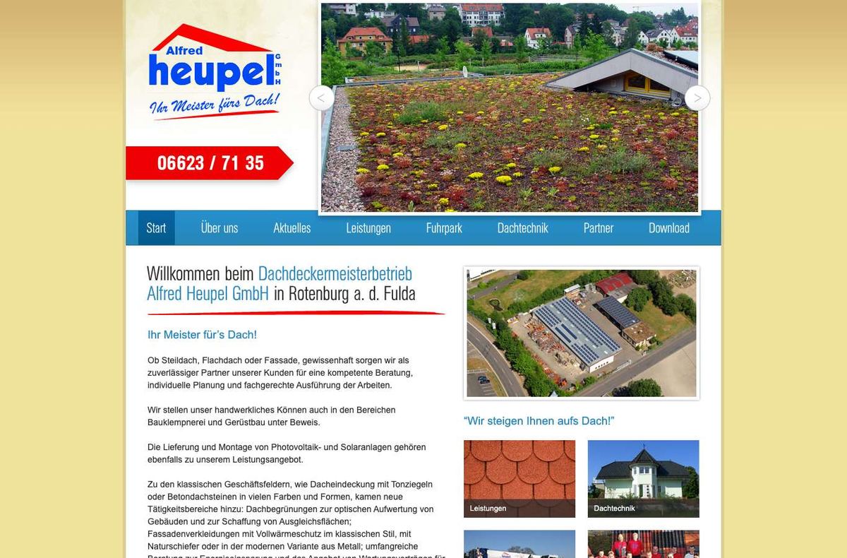 Alte Website der Dachdeckerei Heupel (Stand 2014)
