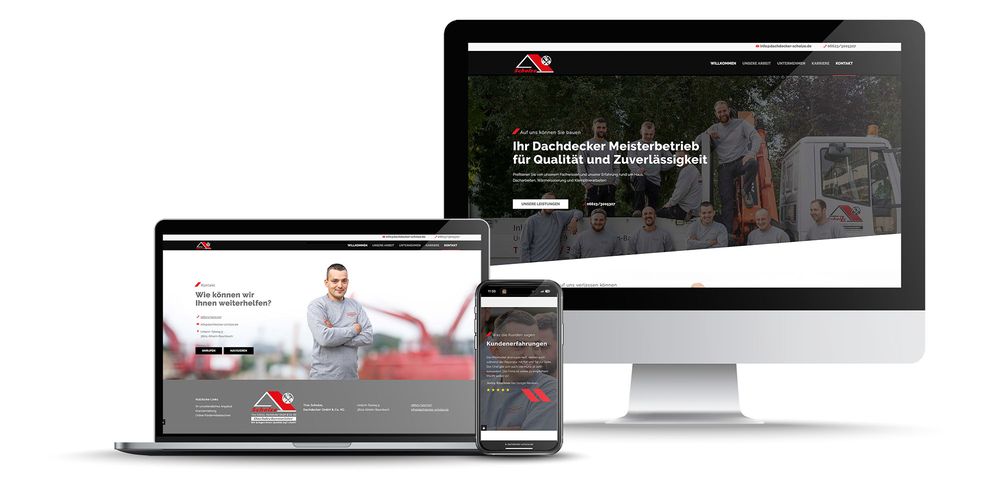 Website Dachdecker Tino Scholze auf Monitor, Laptop und Handy